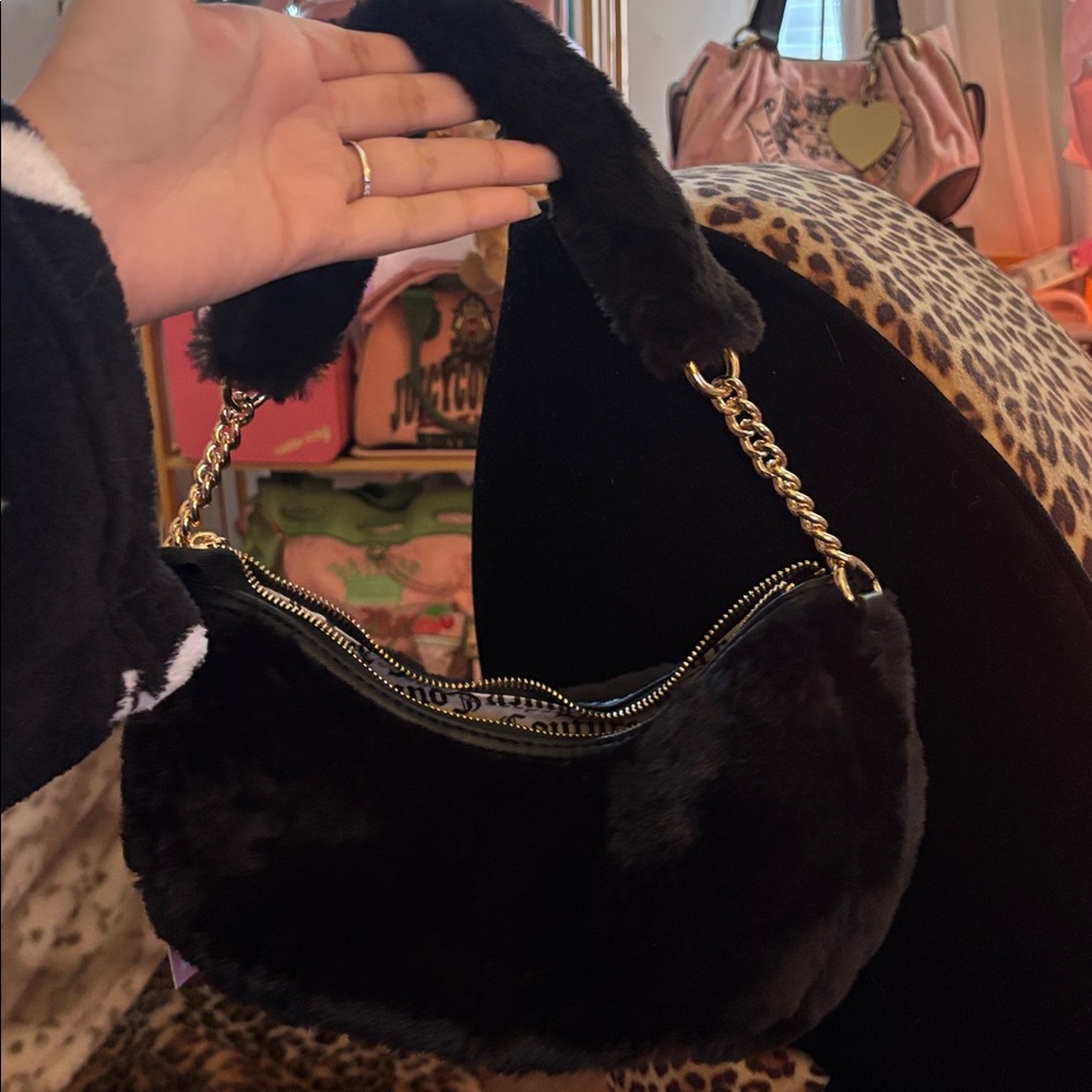 Black fur juicy couture shoulder bag - Picture 3 of 6
